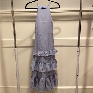 Blue & white ruffle dress. Never worn! Size M